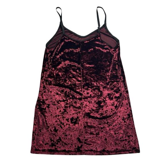 Y2K Burnout Crushed Velvet Burgundy Sz 4 Mini Slip Dress Whimsigoth Grunge Fairy - Picture 5 of 12